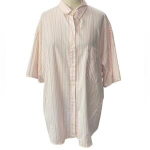 80’s RETRO FAVORITES Pastel pink purple yellow peach vertical stripe Blouse XXL